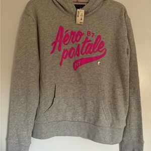 Aeropostale Gray Oversized Hoodie with Pink Logo